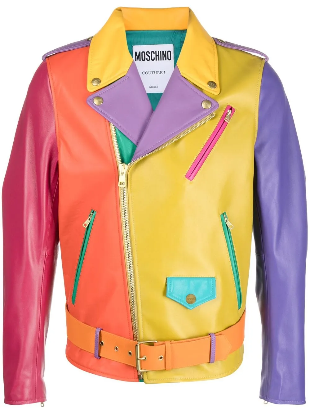 

Moschino chamarra biker con estampado gráfico - Amarillo