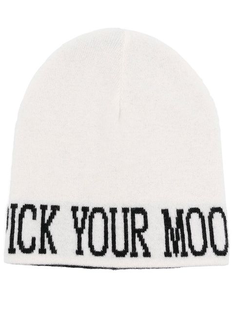Alberta Ferretti slogan-print knitted beanie