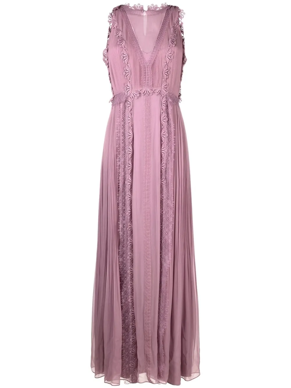 

Alberta Ferretti vestido largo con ribete de encaje - Rosado