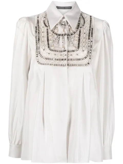 Alberta Ferretti camisa de seda con detalles de strass