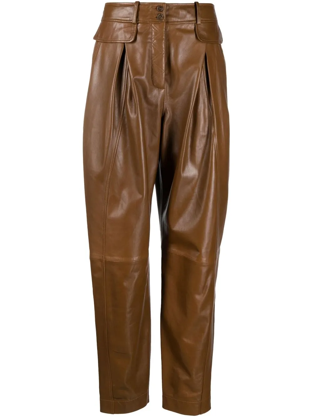 super high waisted leather trousers