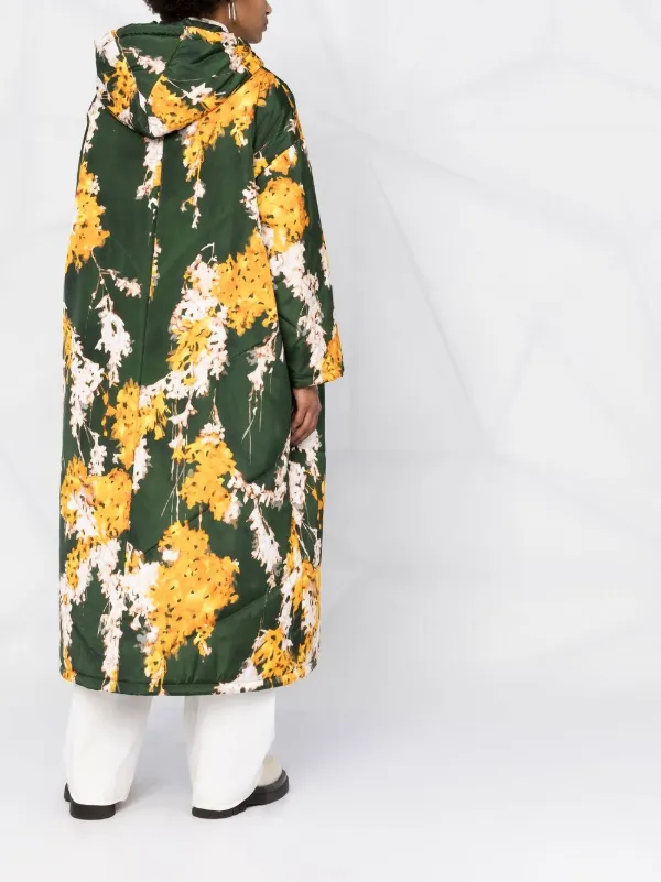 Del Core floral print Hooded Coat Green FARFETCH IN