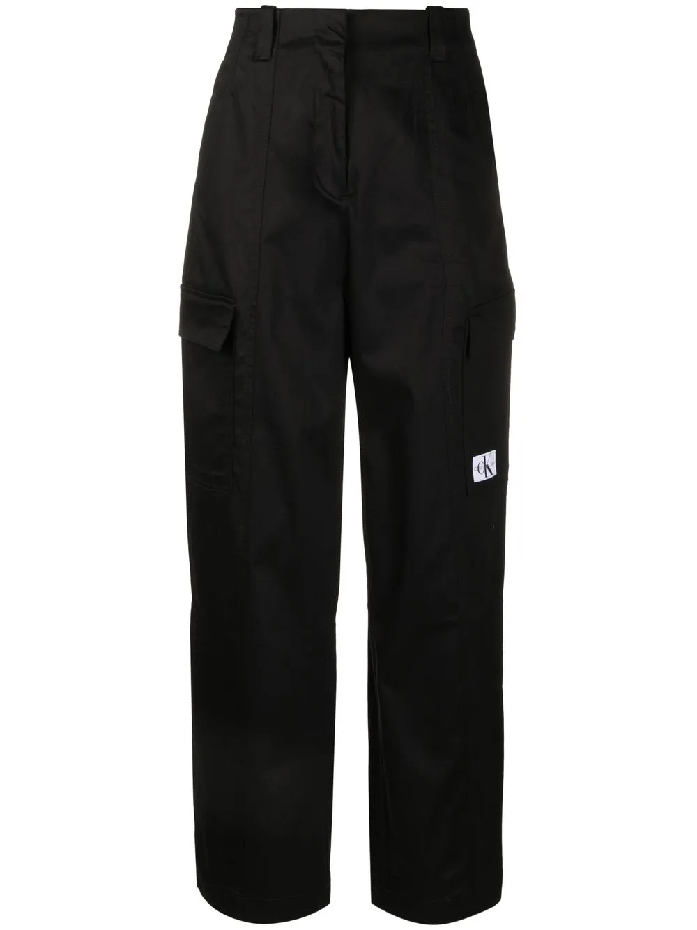 

Calvin Klein Jeans logo-patch high-rise trousers - Black