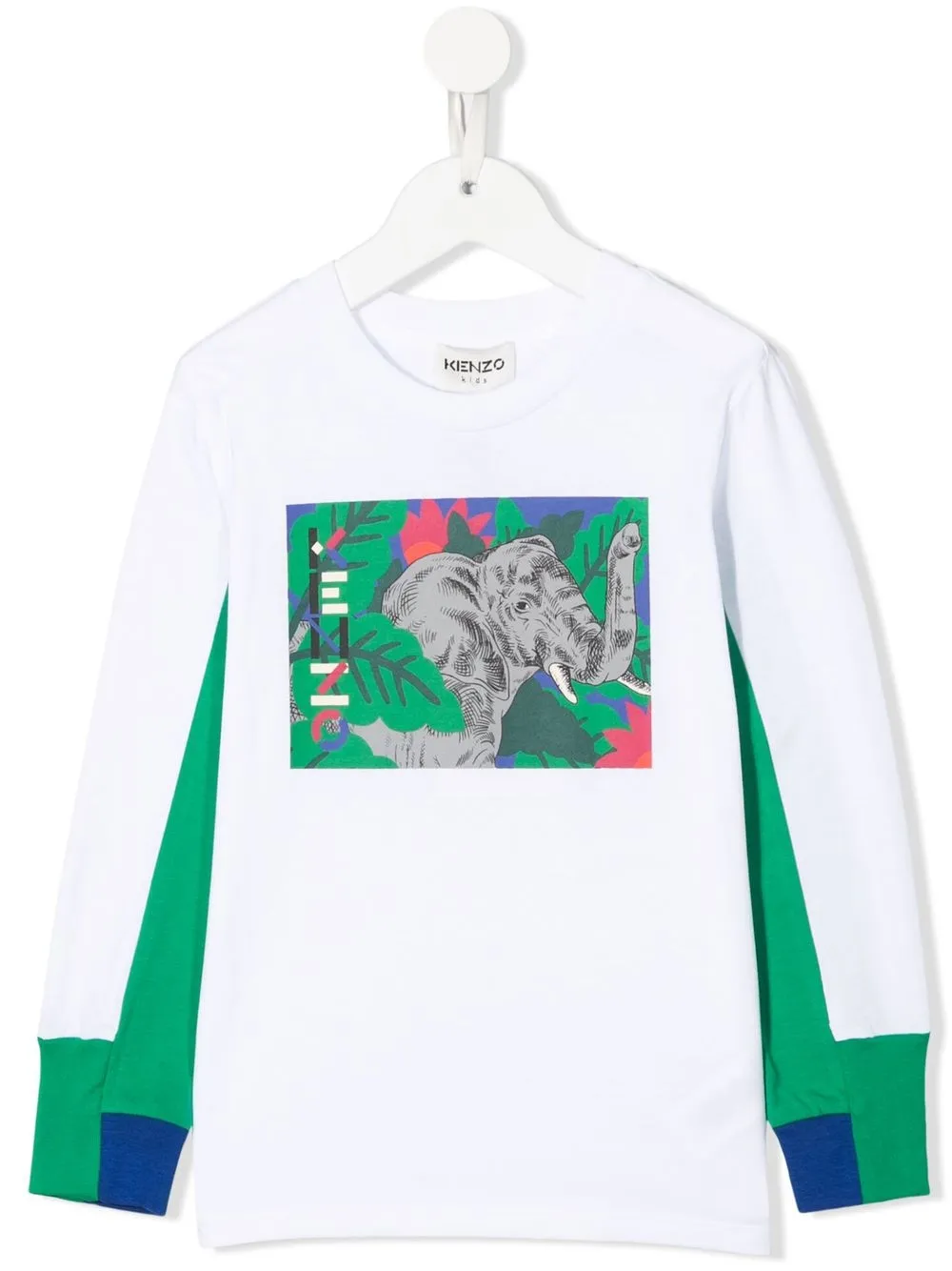 

Kenzo Kids elephant-print colour-block sweatshirt - White