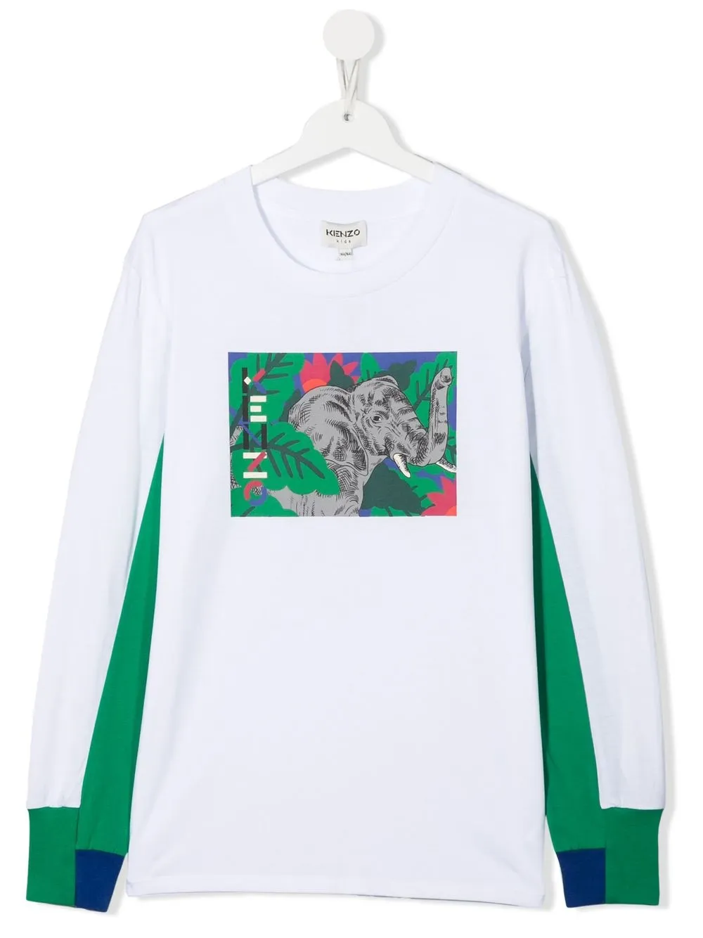 

Kenzo Kids elephant-print colour-block sweatshirt - White