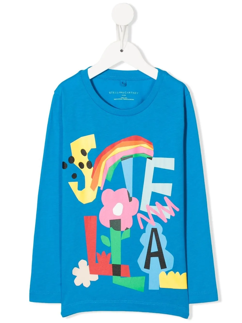 

Stella McCartney Kids rainbow-print cotton T-shirt - Blue