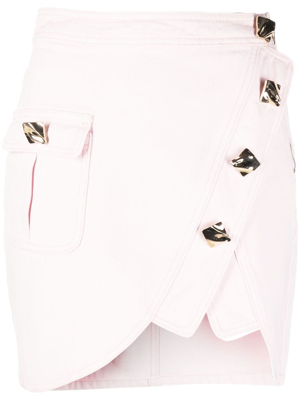 Image 1 of Self-Portrait button-embellished asymmetric wrap skirt
