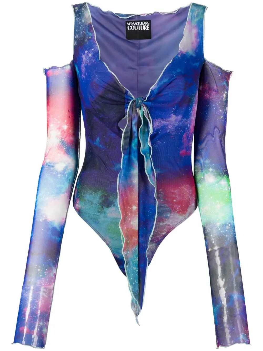 

Versace Jeans Couture cold-shoulder galaxy print blouse - Blue