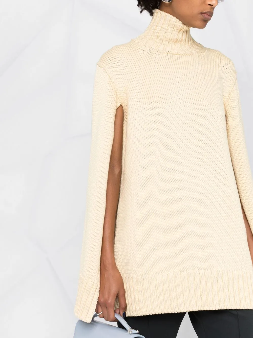 slit-sleeves high-neck jumper