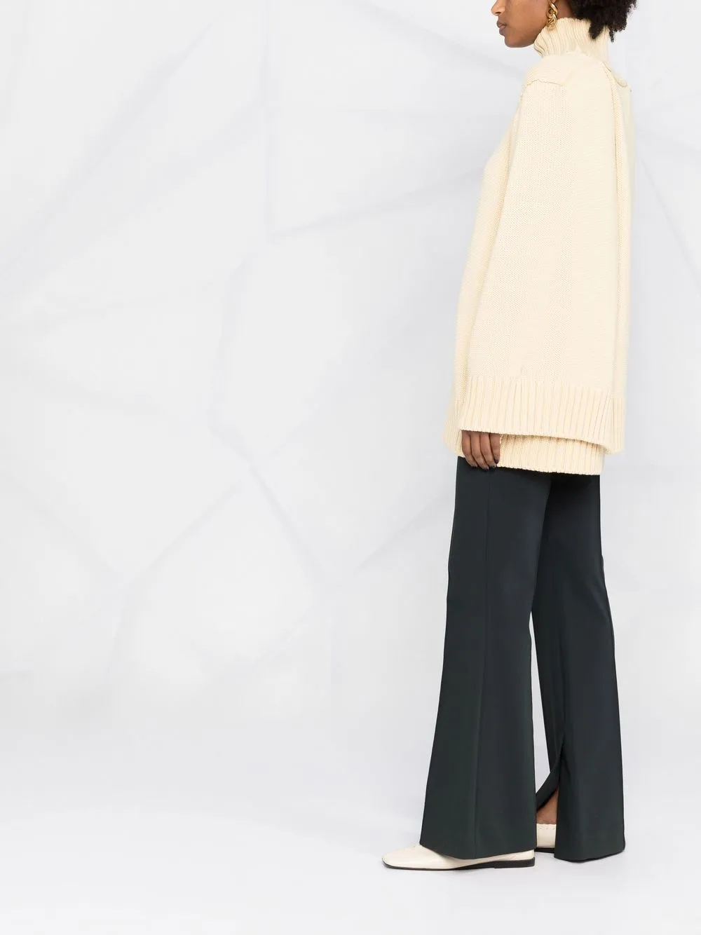 slit-sleeves high-neck jumper