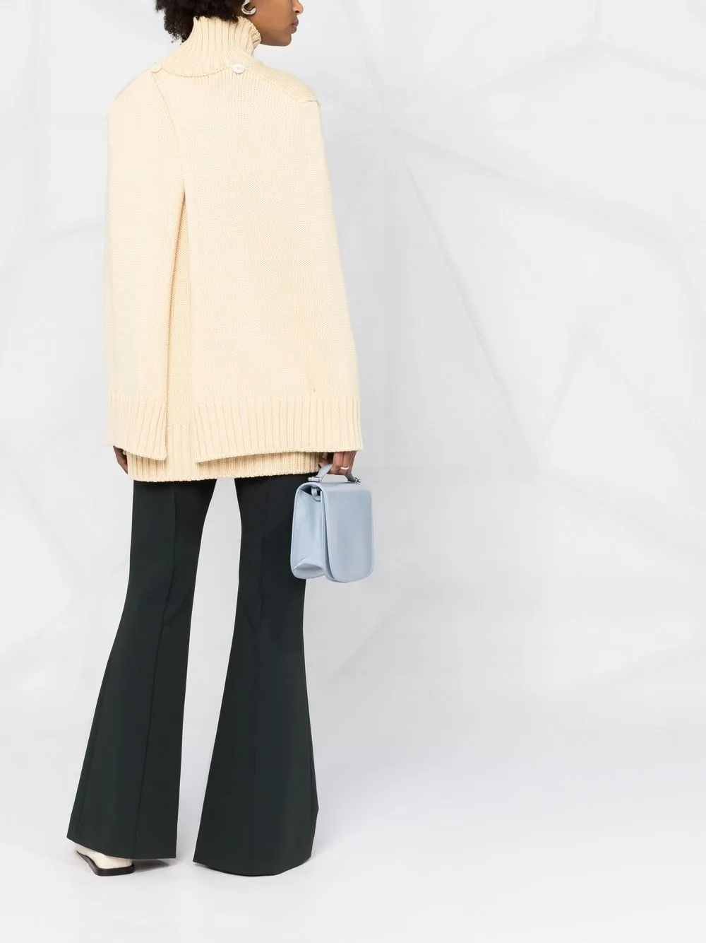 slit-sleeves high-neck jumper