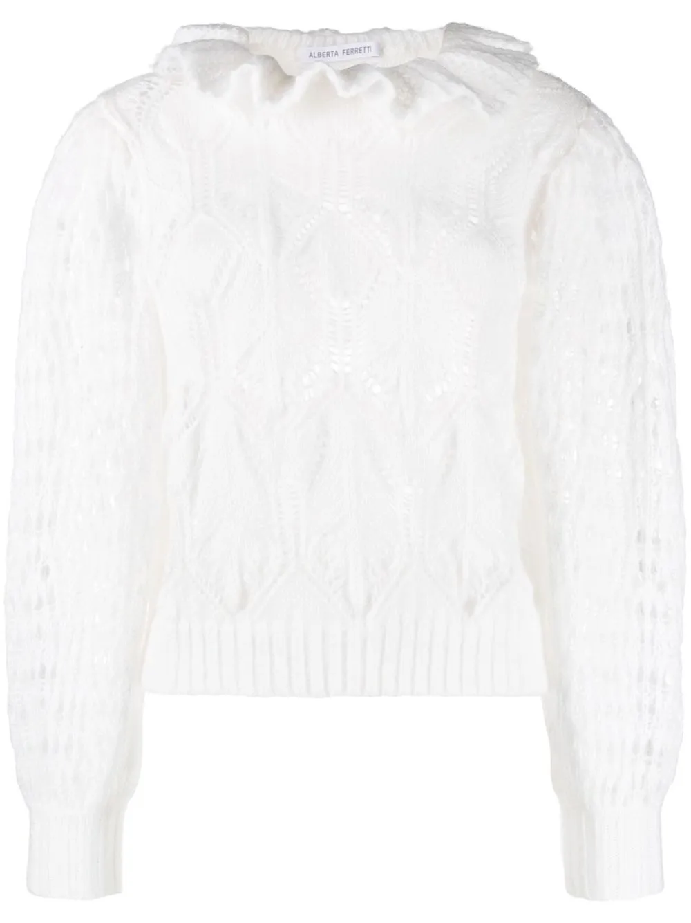 

Alberta Ferretti ruffle-collar cropped jumper - White