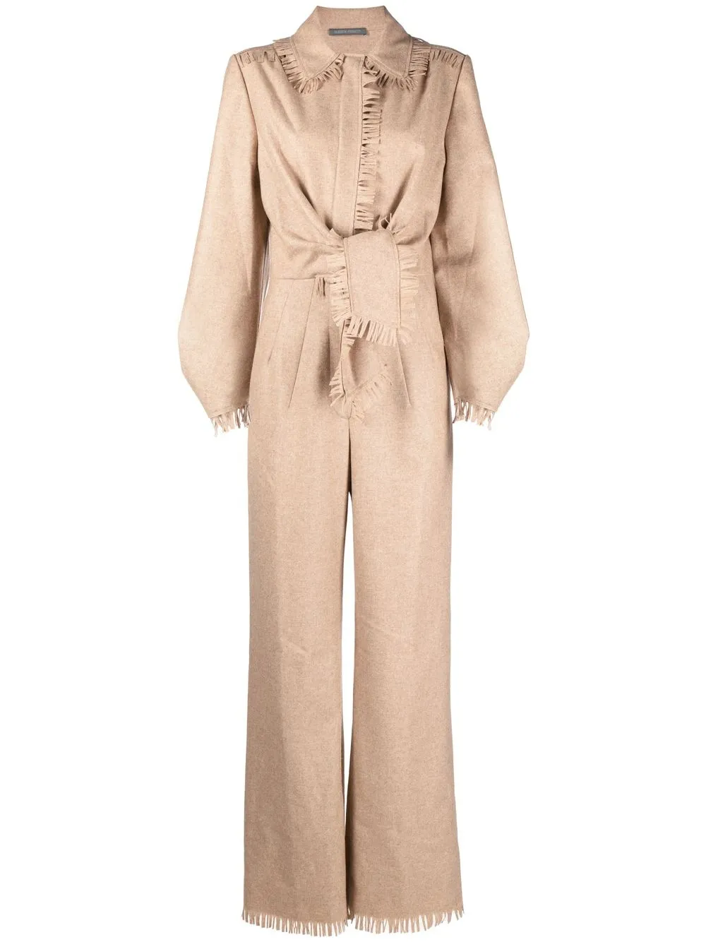 

Alberta Ferretti fringed-detail tied-waist jumpsuit - Neutrals