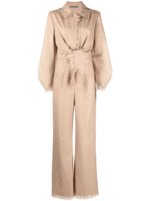 Alberta Ferretti Macacão com detalhe de franjas