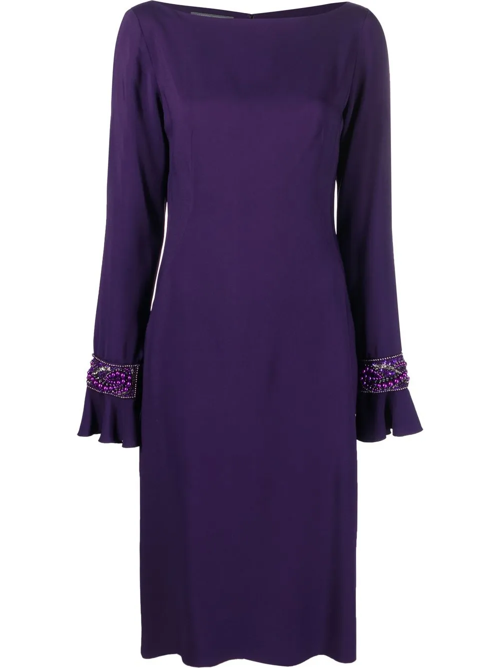 

Alberta Ferretti beaded-cuff midi dress - Purple