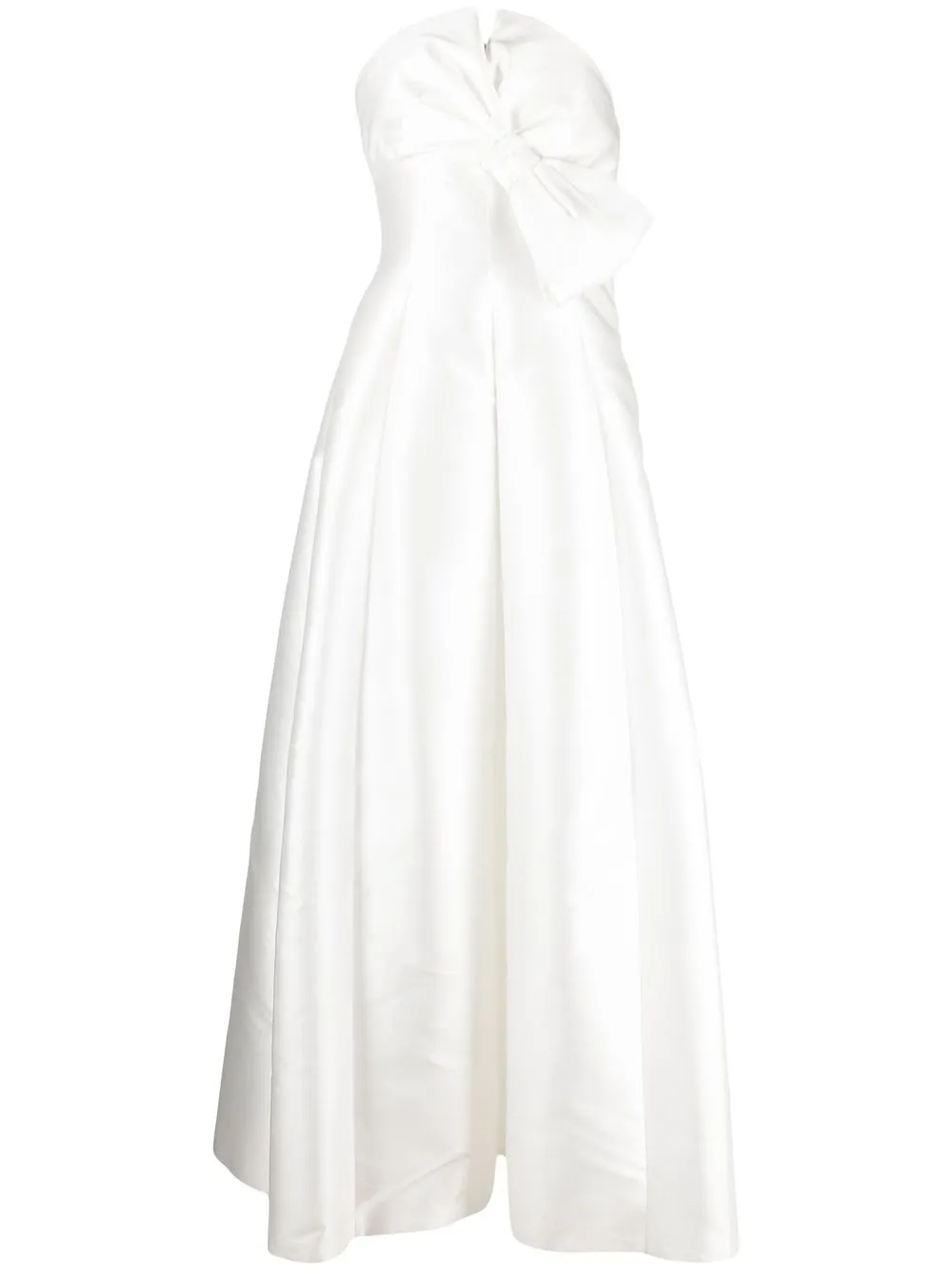 Alberta Ferretti Bow-embellished Evening Gown In Weiss