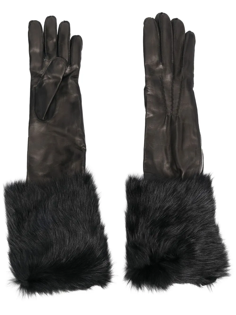 

Alberta Ferretti guantes con ribete texturizado - Negro
