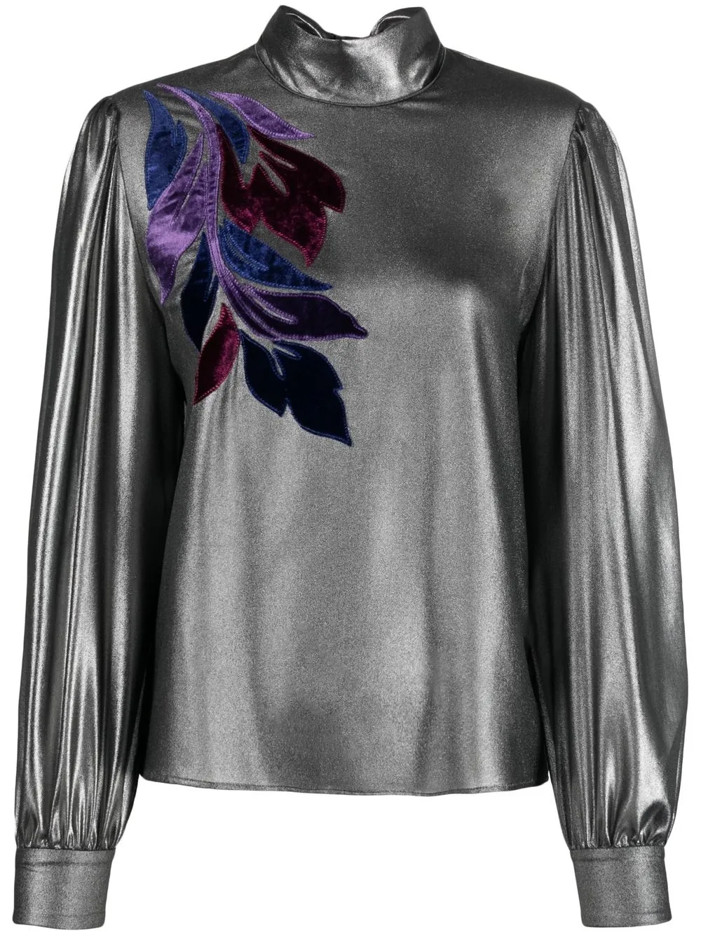 

Alberta Ferretti leaf-pattern metallic-finish blouse - Grey