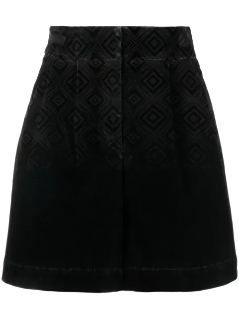 Alberta Ferretti velvet geometric-pattern shorts