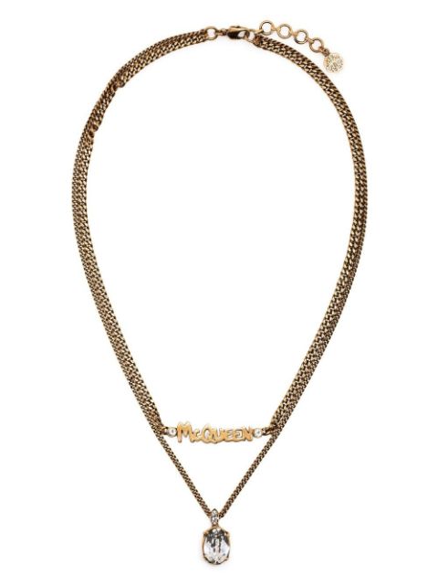 Alexander McQueen Graffiti-logo layered necklace
