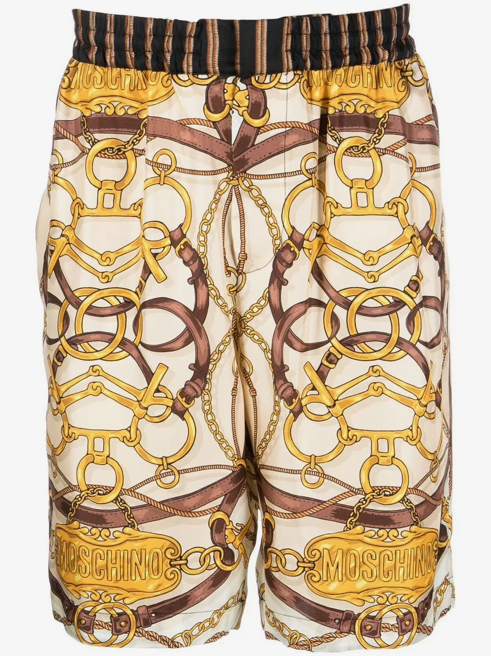 Moschino Teddy-print silk shorts | Neutrals | Image 1