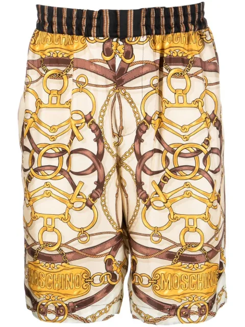 Moschino Teddy-print silk shorts 