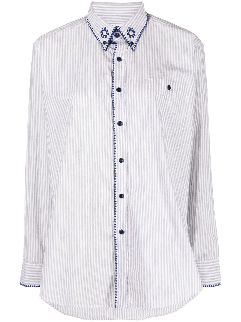 

RE/DONE embroidered-detail striped shirt - Grey