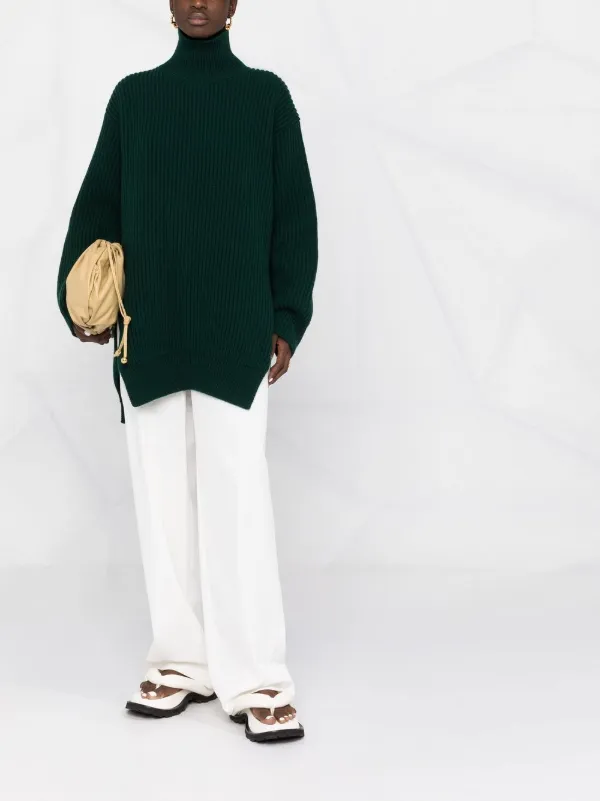 JILSANDER リブ編みタートルネックセーター Jil Sander リブニット タートルネック セーター | グリーン | FARFETCH JP