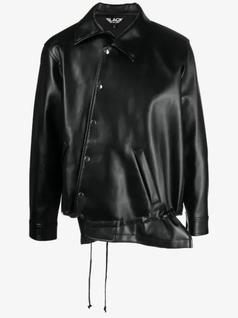 Black Comme Des Garçons Asymmetrische Jacke aus Faux-Leder
