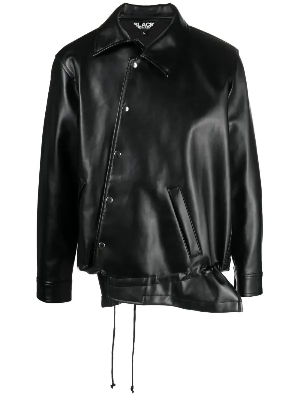 Black Comme Des Garcons Asymmetrische Jacke Aus Faux Leder Schwarz FARFETCH DE