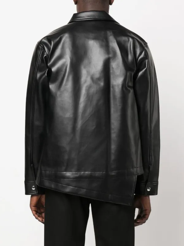 Black Comme Des Garçons asymmetric-hem Artificial Leather Jacket 