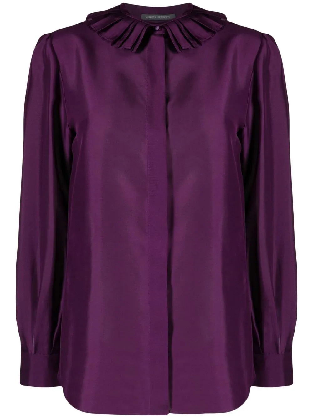 

Alberta Ferretti camisa de seda con volantes en el cuello - Morado