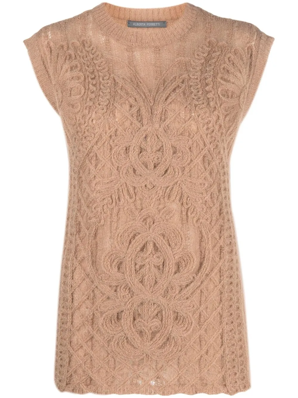 

Alberta Ferretti cable-knit crew neck vest - Neutrals