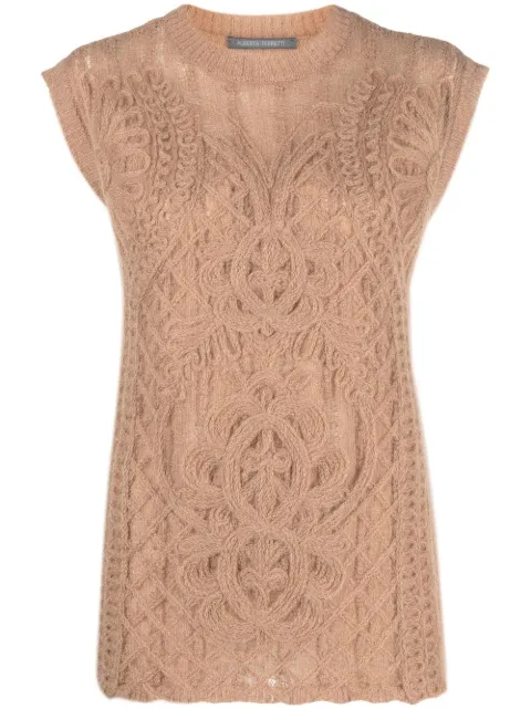 Alberta Ferretti chaleco en tejido de ochos con cuello redondo
