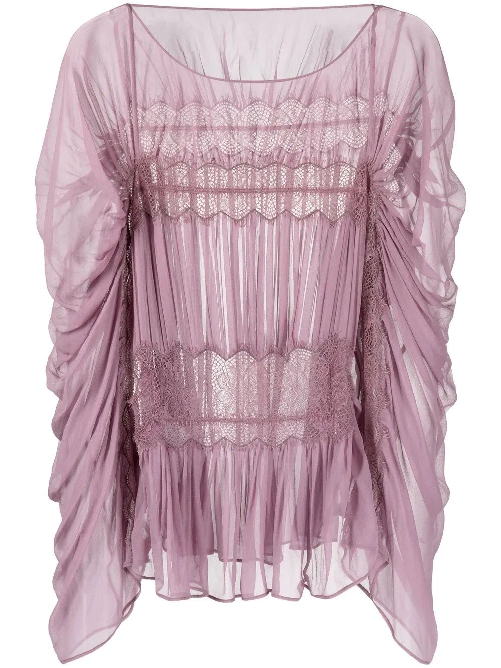 

Alberta Ferretti draped lace-panel blouse - Purple