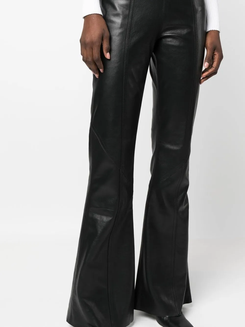 Alberta Ferretti flared-leg Leather Trousers | Black | FARFETCH