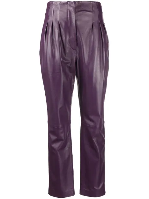 Alberta Ferretti tapered-leg leather trousers