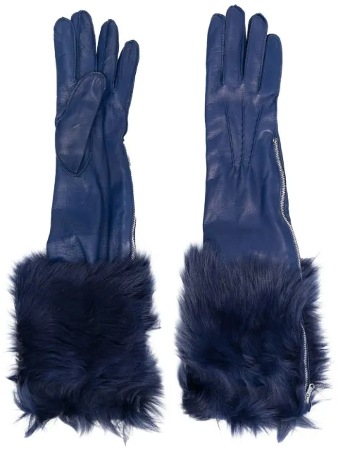 Alberta Ferretti shearling-trim leather gloves