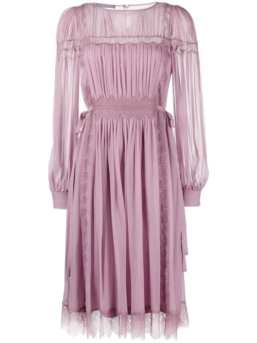 

Alberta Ferretti long-sleeved silk midi dress - Purple