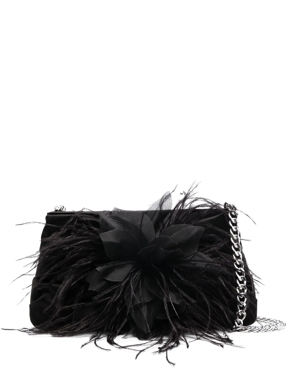 

Alberta Ferretti feather-detailing clutch bag - Black