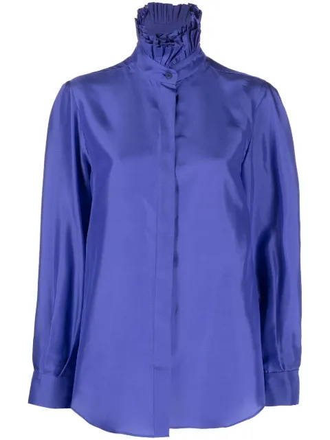Alberta Ferretti camisa de seda con volantes en el cuello