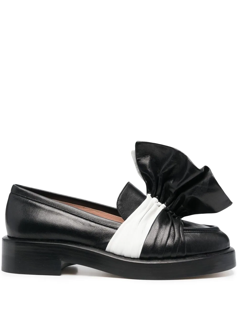 

Alberta Ferretti ruffle-detail two-tone loafers - Black