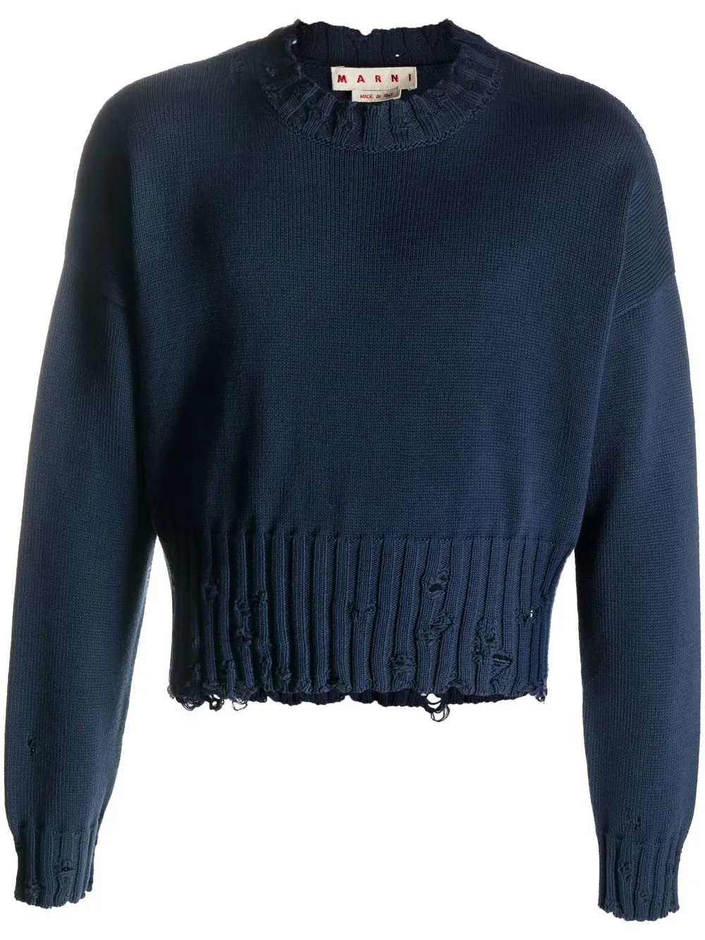 

Marni distressed-effect cropped jumper - Blue