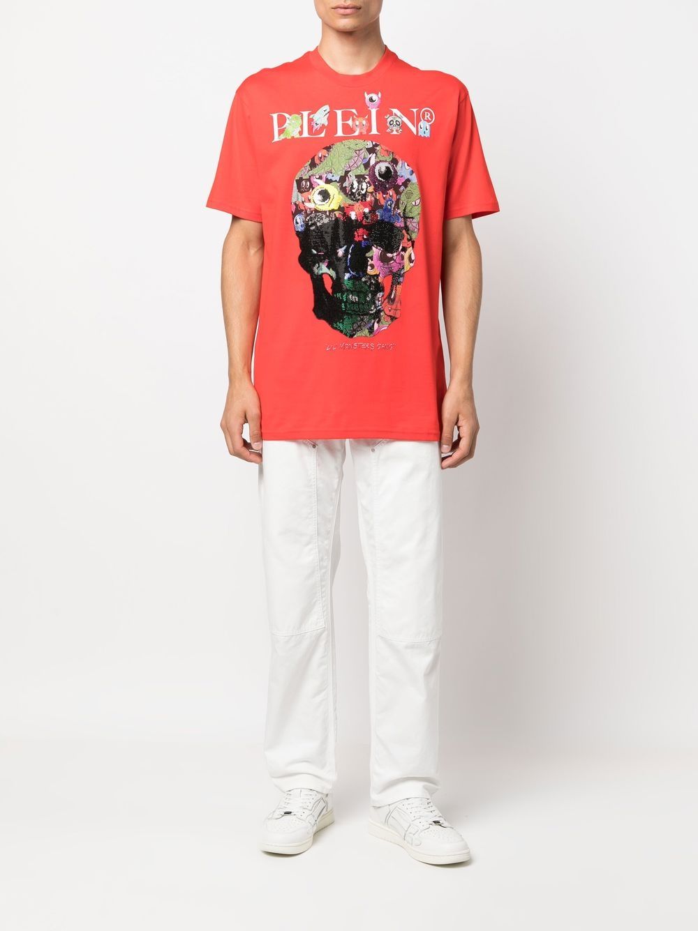 Philipp Plein T-shirt met monsterprint - Rood