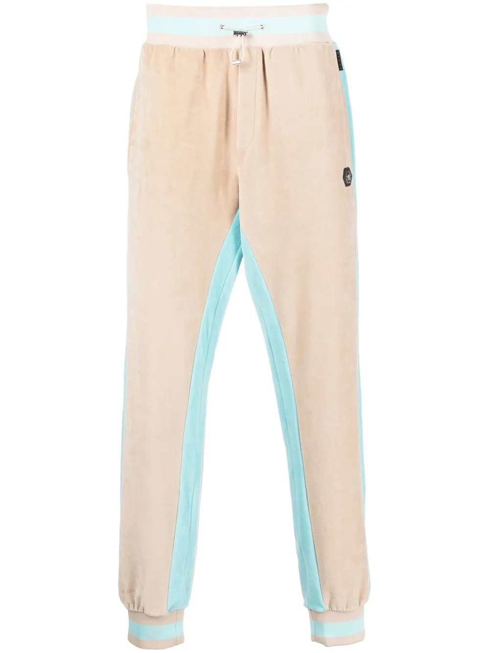 

Philipp Plein logo-plaque colour-block panel trousers - Neutrals