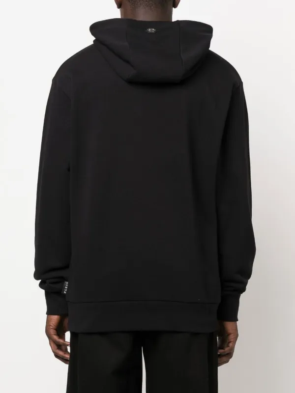 パーカー・フーディ Philipp Plein Sleek Black Fleece Hoodie With Logo Patch Philipp Plein | Boys Logo Zip Hoodie | Zip Hoodies | Cruise