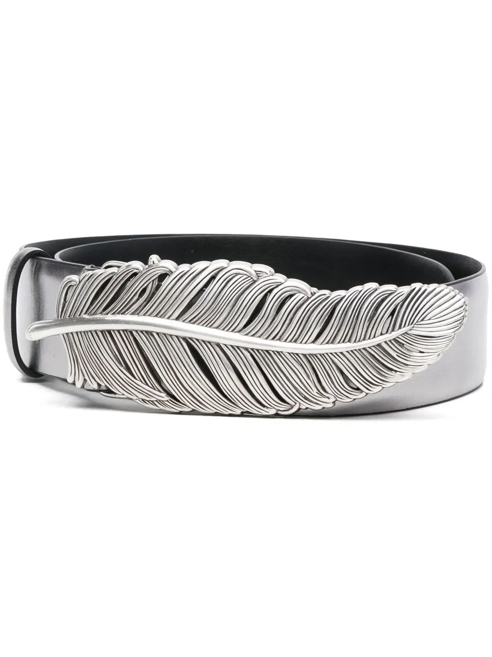 

Alberta Ferretti Feather-Buckle leather belt - Grey