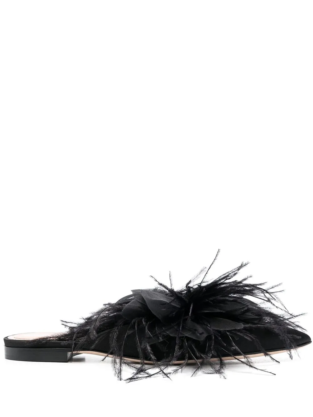 

Alberta Ferretti feather-detail satin mules - Black