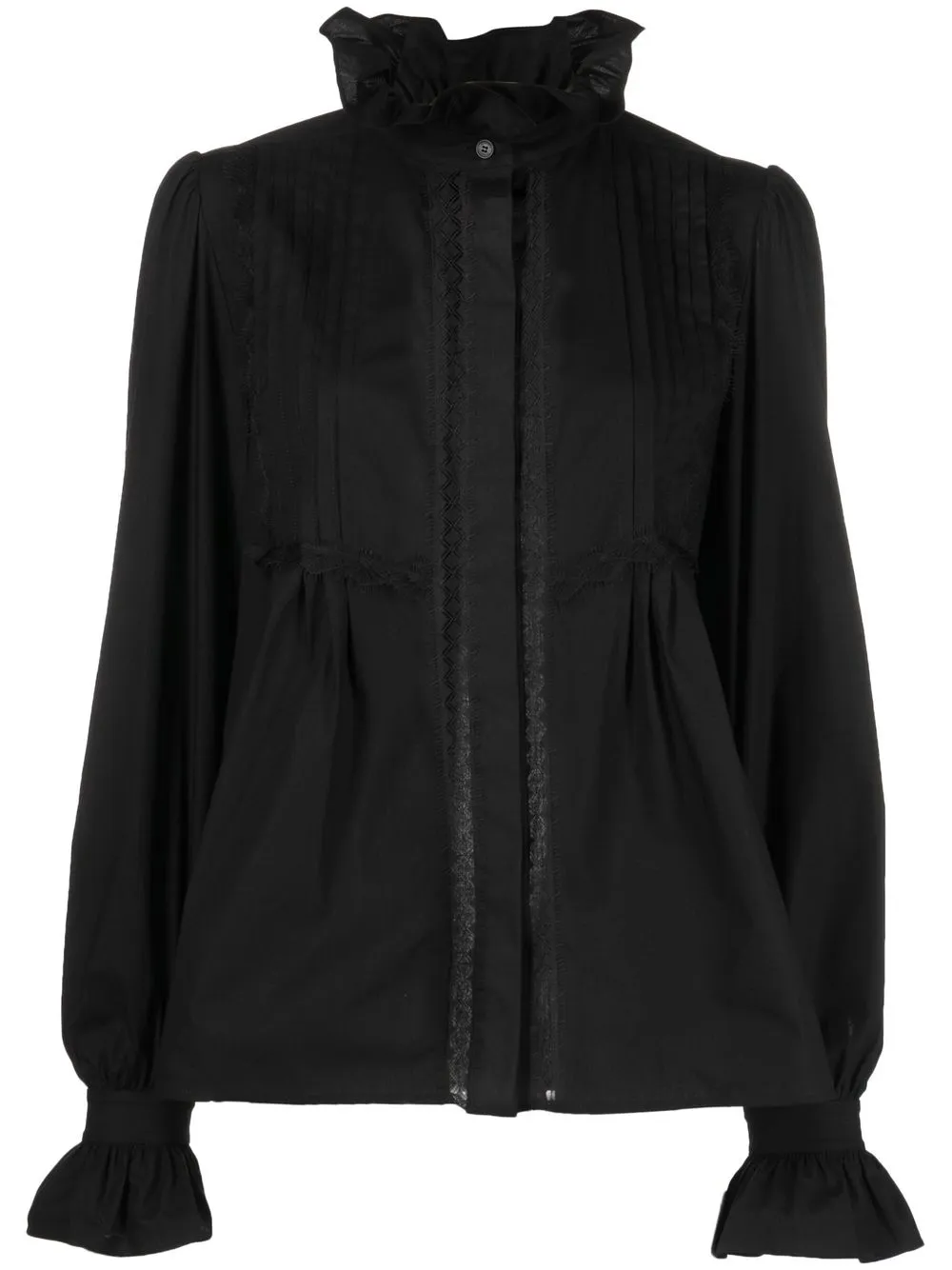 

Alberta Ferretti ruffle-detail cotton shirt - Black