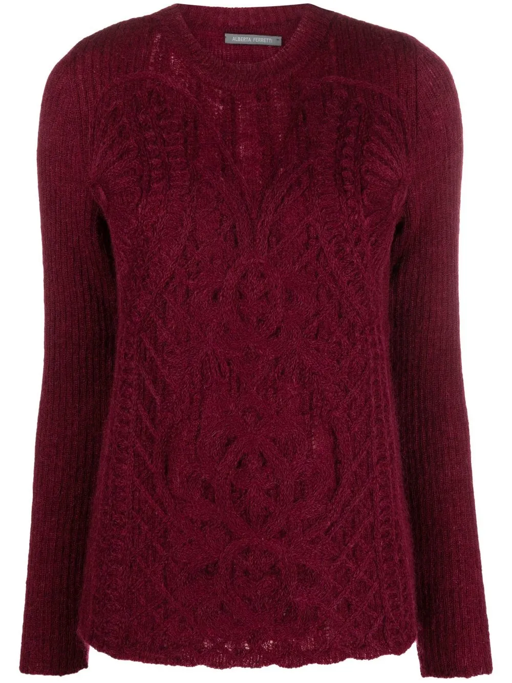 

Alberta Ferretti paisley-pattern cable-knit jumper - Purple